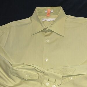 Perry Ellis Portfolio Button Down Shirt Long Sleeve Olive green Size 17 32/33